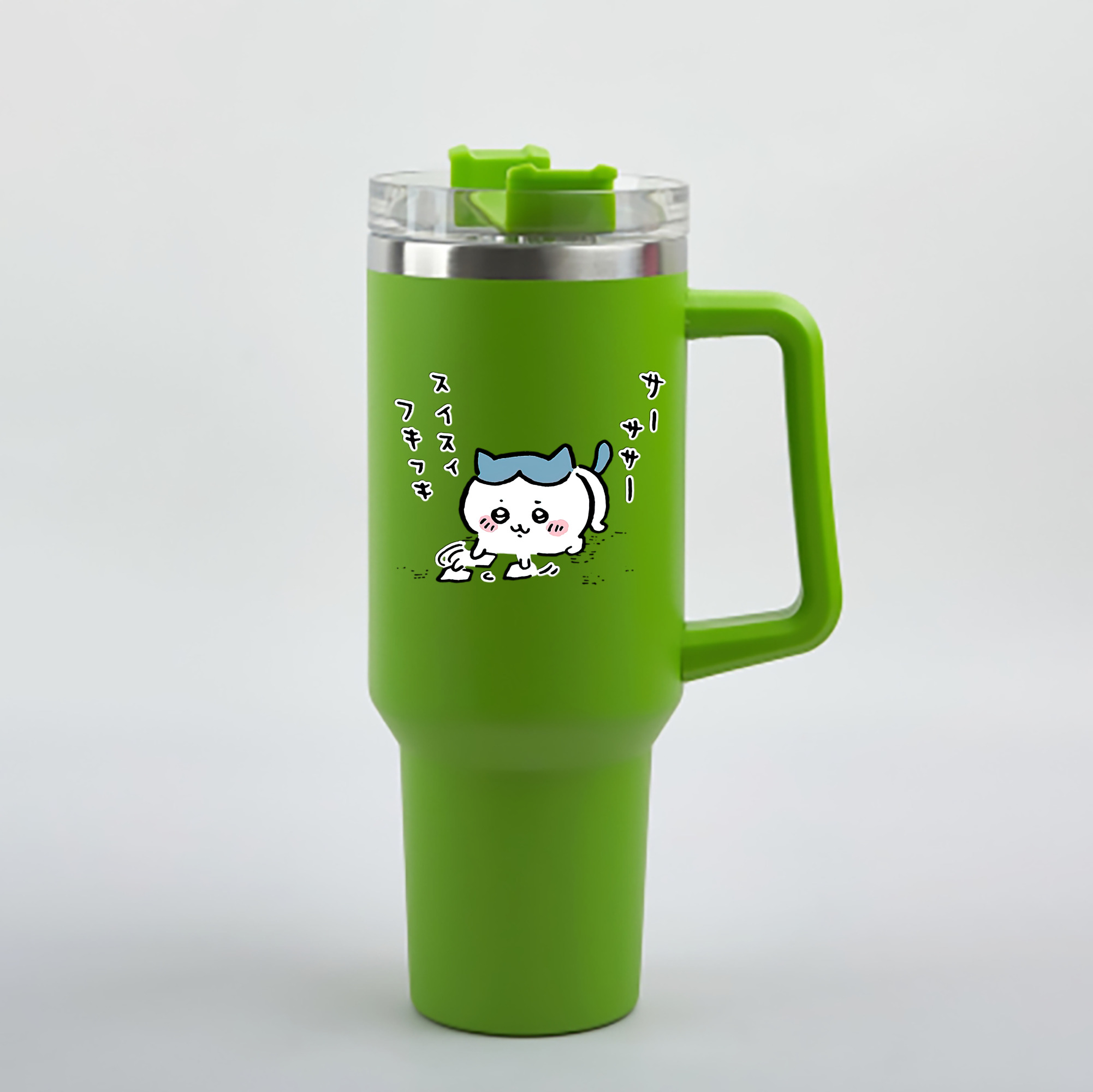 （画像用） ちいかわ ハチワレ Chii-kawa hachiware 1200mL車用タンブラー - クリスタルステッカー（プラスチックストロー付き）